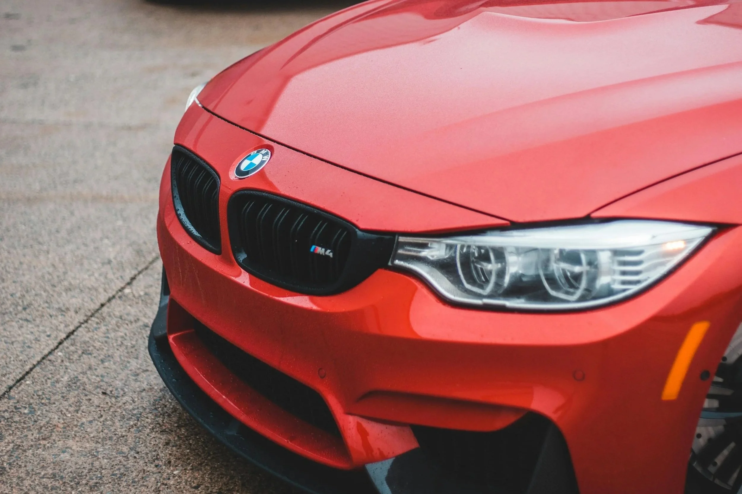 Brake caliper painted bright orange